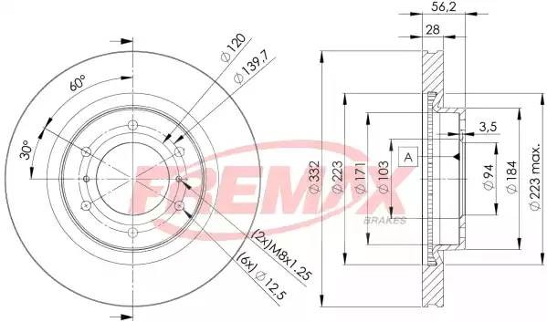 диск тормозной передний!\ Mitsubishi Pajero 3.8/3.2Di-D 07> BD7113 FREMAX