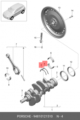 вкладыш двигателя!\ Porsche Panamera 10-16 94810121510 PORSCHE