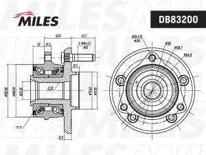 Ступица колеса передняя с подшипником с ABS (5*127,Z32) JEEP GRAND CHEROKEE IV ( DB83200 MILES