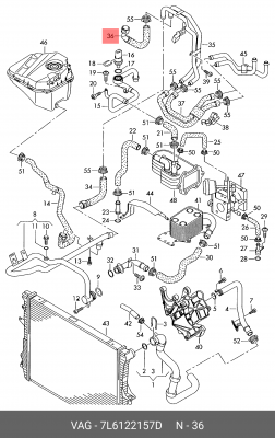 патрубок сис.охл.!\ Audi, VW, Skoda, Seat 7L6 122 157 D VAG