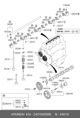 Шестерня HYUNDAI HD65,72,78,County дв.D4DB,DD распредвала OE 2421045500 HYUNDAI KIA