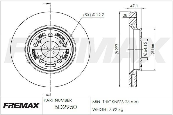 диск тормозной передний!\ Honda CR-V 2.0/2.2CTDi/DTEC/2.4VTEC 07> BD2950 FREMAX