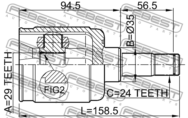 ШРУС внутр левый MAZDA 323 BJ 1998-2003 0511-CPLH 0511-CPLH FEBEST