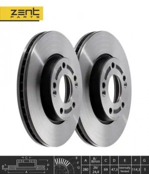 Диск тормозной передний KIA Ceed, Hyundai i30 1.4-2.0/1.6CRDi 06> Z05954 ZENTPARTS