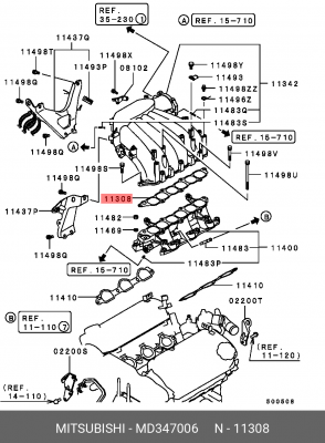 прокладка коллектора впускного! (x2)\ Mitsubishi Galant 2.5 V6 24V 96-06 MD347006 MITSUBISHI
