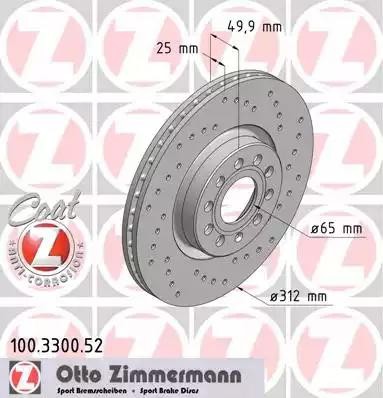 диск тормозной !Sport перед. 312x25/50-5x112 \ Audi A3, Skoda Octavia, VW Golf 1 100330052 ZIMMERMANN