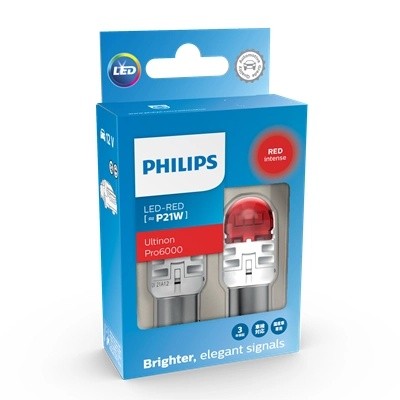 Лампа светодиодная 12V P21W BA15S 75Лм (2шт.) Led Red Ultinon Pro6000 PHILIPS 11498RU60X2 PHILIPS