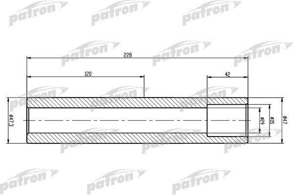 Вал торсиона PEUGEOT 206 L228mm, inner D35mm  PTB3007 PTB3007 PATRON