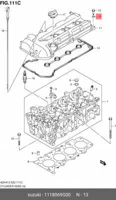 Шайба SUZUKI 11180-69G00 11180-69G00 SUZUKI