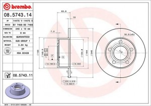 Диск тормозной 08.5743.11 08.5743.11 BREMBO