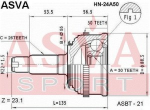 ШРУС НАРУЖНЫЙ 30X55X26 [12] HN24A50 HN-24A50 ASVA