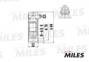 ШРУС внутренний AUDI 80/100/VW G2/G3/PASSAT 1.3-1.8 72-94 (GKN 301106) GA10004 GA10004 MILES