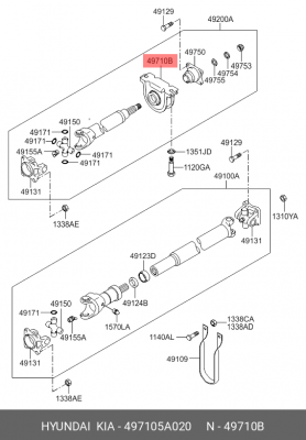 подшипник подвесной! карданного вала\ Hyundai County/HD 04> 497105A020 HYUNDAI