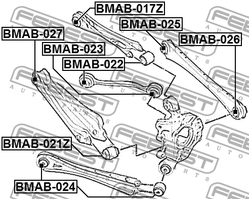 Сайлентблок задн цапфы BMW X3 F25 2009-2017, X4 F26 2013-2018 MAB-024 BMAB-024 FEBEST