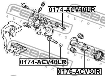 Втулка направляющая суппорта тормозного заднего TOYOTA RAV4 11.05-12.12 0174-ACV 0174-ACV40LR FEBEST