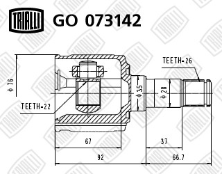 ШРУС внутренний KIA Spectra (00-) комплект TRIALLI GO 073142 TRIALLI