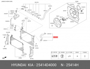 Шланг KIA Optima (16-) системы охлаждения OE 25414D4000 HYUNDAI KIA