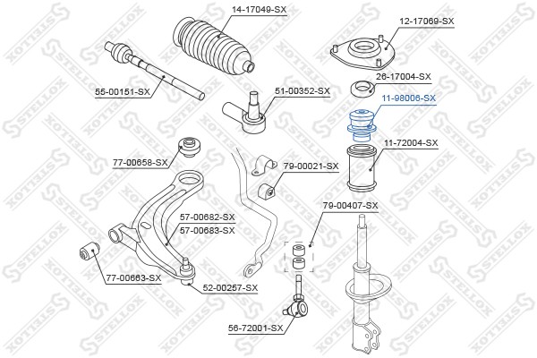 отбойник амортизатора переднего!\ Mitsubishi Lancer/Outlander all 02> 11-98006-SX STELLOX