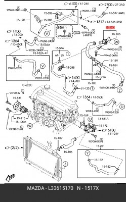 Термостат с прокладкой L33615170 L336-15-170 MAZDA