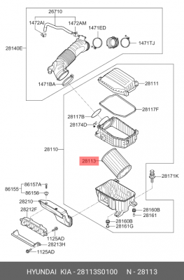 Фильтр воздушный HYUNDAI i30 (17-) ОЕ 28113S0100 HYUNDAI KIA