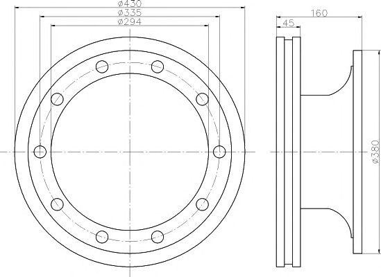 Диск тормозной BPW (430х45х160) (1шт.) TEXTAR 93127100 TEXTAR