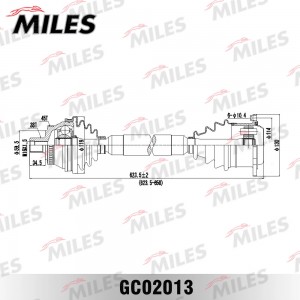Привод в сборе правый AUDI A4/VW PASSAT 1.9TD-2.8 97-00 (ABS) (GKN 301287) GC020 GC02013 MILES