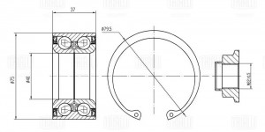Подшипник ступицы Ford Mondeo II (96-) перед. (кмпл:подш./стоп.кол.2шт./гайка) ( CS 1480 TRIALLI