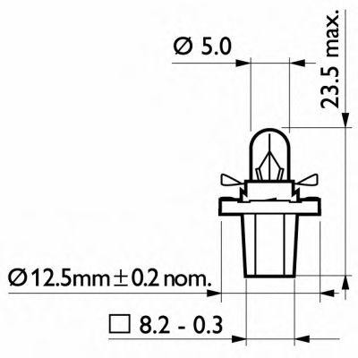Лампа 12V 2W BAX8.5d зеленый патрон PHILIPS 12600CP PHILIPS