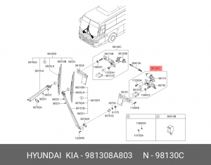 Электродвигатель стеклоочистителя в сборе (лев.) 981308A803 HYUNDAI KIA