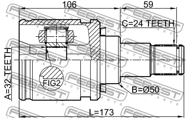 ШРУС внутренний левый TOYOTA CAMRY V50 2011.08-2018.03 0111-CDT220LH 0111-CDT220LH FEBEST