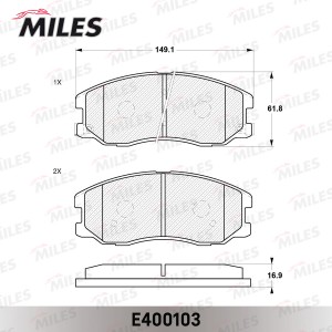 Колодки тормозные передние (без датчика) (Смесь Low-Metallic) CHEVROLET CAPTIVA/ E400103 MILES