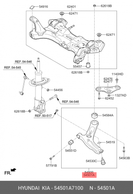 Рычаг подвески KIA Cerato (13-) передний правый OE 54501-A7100 HYUNDAI KIA