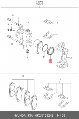 Пыльник тормозного суппорта 0K2N133242 HYUNDAI KIA