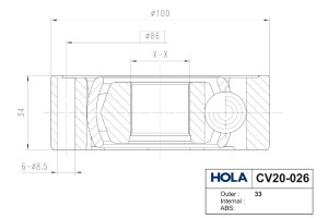 AUDI A3/SEAT LEON/SKODA OCTAVIA/VW PASSAT 33X100 CV20-026 HOLA