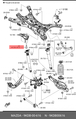Болт MAZDA OE 9KDB-00-616 MAZDA