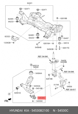 Опора шаровая KIA Soul (13-) передняя левая/правая (1шт.) OE 54530B2100 HYUNDAI KIA