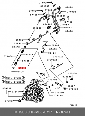 Уплотнительное кольцо топливной форсунки MITSUBISHI L200/Delica/Pajero II/PS I m MD070717 MITSUBISHI