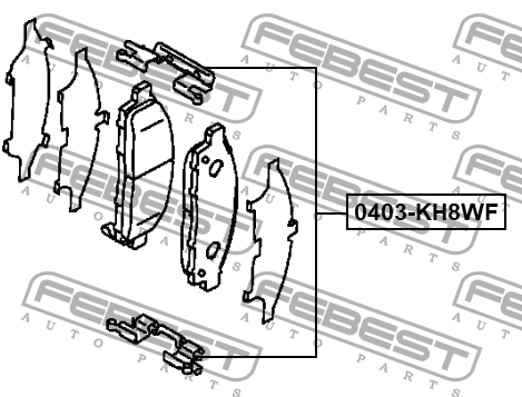 Монтажный комплект для дисковых колодок NISSAN PATHFINDER 2005-2014 0403-KH9WF 0403-KH9WF FEBEST