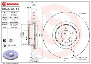 Диск тормозной 09.A773.11 09.A773.11 BREMBO