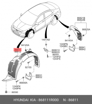 подкрылок передний левый!\Hyundai Solaris 868111R000 HYUNDAI