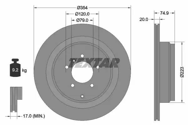 92175503 диск тормозной задний!\ Land Rover Range Rover 4.2i 05> 92175503 TEXTAR