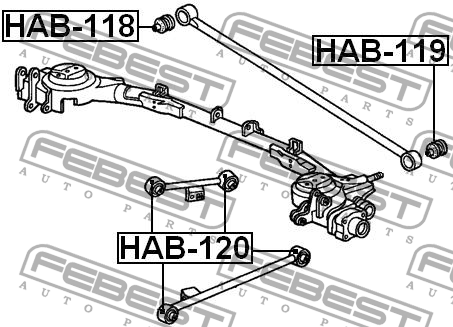 Сайлентблок задн подвески HONDA HR-V GH1/GH2/GH3/GH4 1998­2005 HAB-120 HAB-120 FEBEST