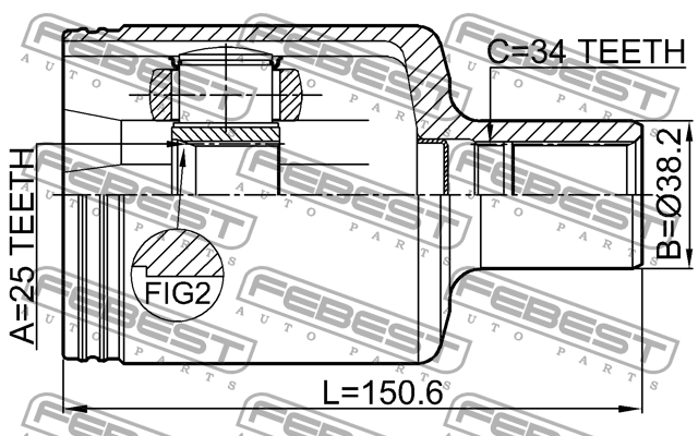ШРУС внутренний левый MERCEDES BENZ GLK-CLASS 204 4 MATIC 2008-2015 1611-204LH 1611-204LH FEBEST