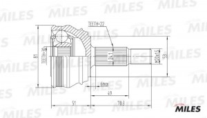 ШРУС наружный VW CADDY/G2/G3/PASSAT/POLO/SEAT CORDOBA/IBIZA 1.0-1.9D 83-04 (GKN  GA20514 MILES
