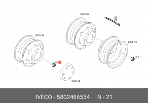 гайка колеса !М18х1.5х40 с прессшайбой \IVECO 00-14 5802466554 IVECO