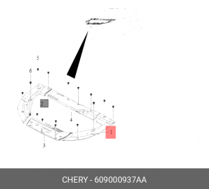 609000937AA РАМКА ПОДКАПОТНОГО ПРОСТРАНСТВА ПЕРЕДНЯЯ ЛЕВАЯ T1D 609000937AA CHERY
