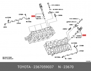 ФОРСУНКА ТОПЛИВНАЯ 1VD-FTV (дорестайлинг 2008-12) 23670-59037 23670-59037 TOYOTA
