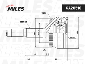 ШРУС наружный VOLVO S40/V40 1.8 01-04 (с ABS) (GSP 862011) GA20510 GA20510 MILES