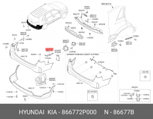 Кронштейн KIA Sorento 09MY крыла заднего левого HYUNDAI/KIA 866772P000 HYUNDAI KIA