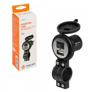 розетка USB! для мотоциклов с 1 портом (5В, 2.1А) (вкл/выкл)\ AEBJ206 AIRLINE